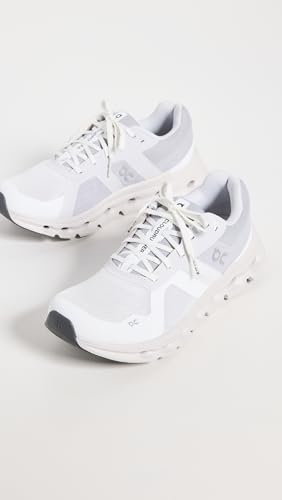 On Women's Cloudrunner Sneakers, White/Frost, 7.5 Medium US