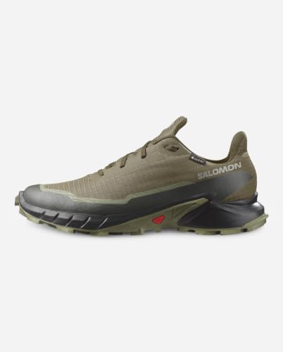 Salomon Men’s Alphacross 5 Gore-Tex, Waterproof Trail Running Shoes - Olive Night/Black/Deep Lichen Green - 8.5 Medium