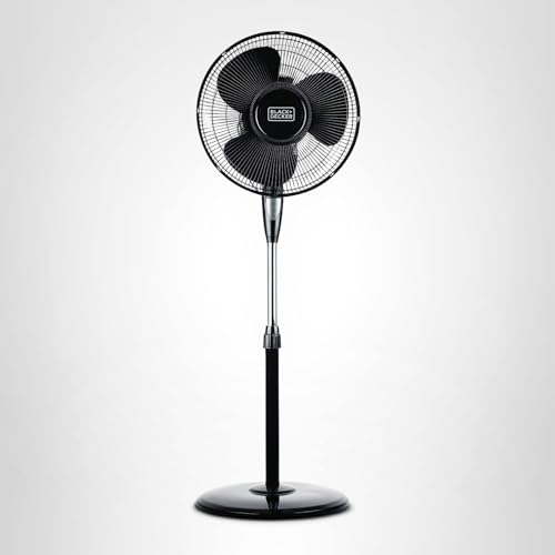 BLACK+DECKER 16" Oscillating Pedestal Fan with Remote, BFSR16B, Black