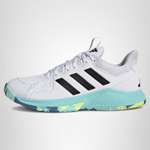 adidas Women's Court Flight, White/Black/Flash Aqua, 6