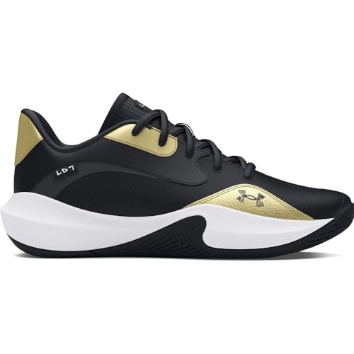 Under Armour Unisex Lockdown 7 Low, (001) Black/Metallic Gold/Black, 8, US