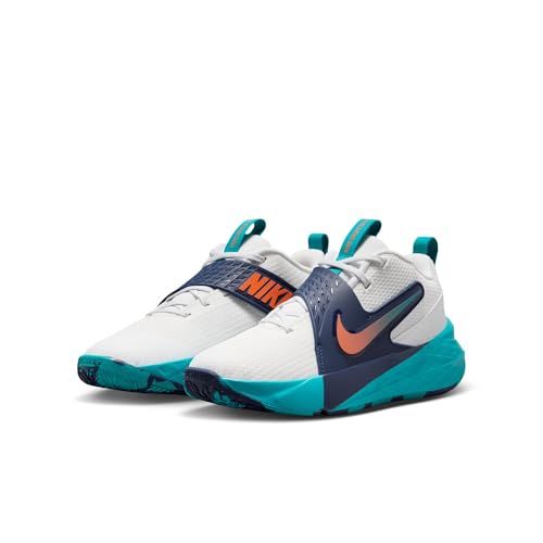Nike Little Kids' Team Hustle D Basketball Shoes, Summit White/Safety Orange-Energy, 2Y