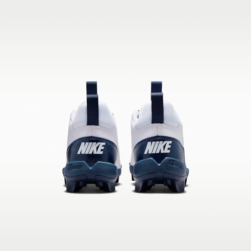 Nike Alpha Menace 4 Shark Big Kids' Football Cleats (White/Midnight Navy/Black) Size 5.5