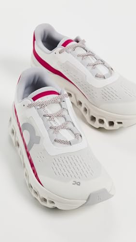 On Women's Cloudmonster Sneakers, Ivory/Grenadine, 9.5 Medium US