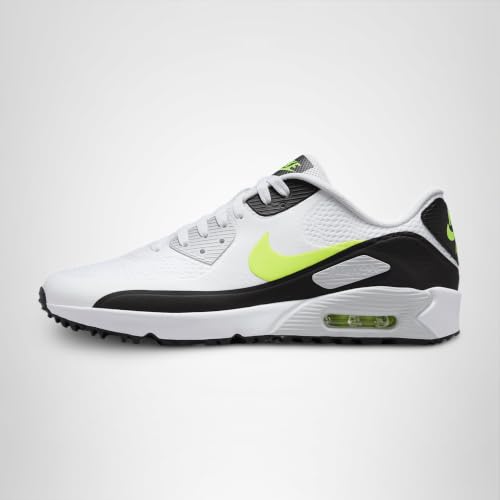 Nike Mens Golf Air Max 90 G Shoes White/Hot Lime 103, Size 9.5