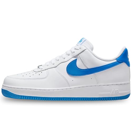 Nike Men's Air Force 1 '07Sneaker, White Photo Blue White, 9 US