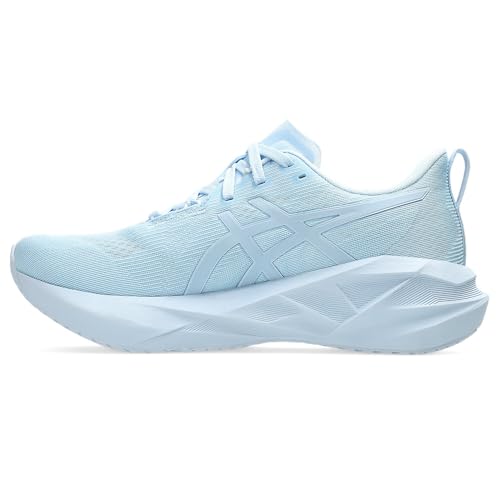ASICS Womens Novablast 5 Lite-Show Running Shoes, LITE-SHOW/LIGHT BLUE, 8