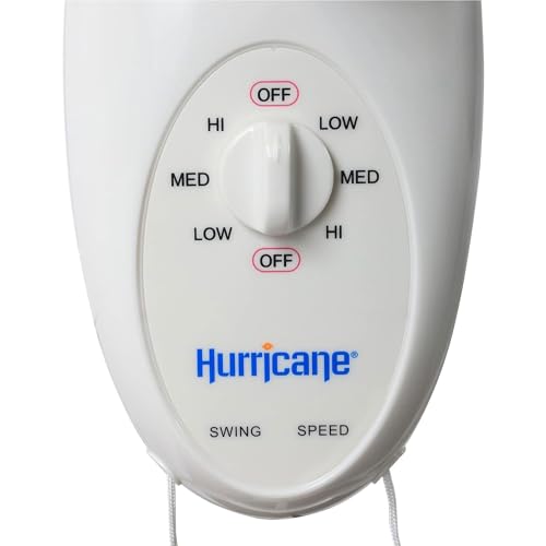 Hurricane Supreme Oscillating Wall Fan, 3 Speeds, White - 16in