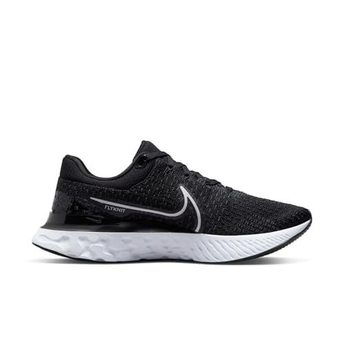 Nike Men's React Infinity Run Flyknit 3Sneaker, Black White, 10.5 US
