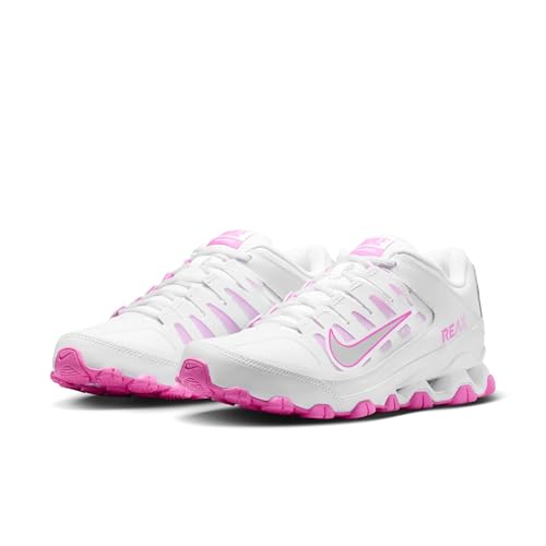 Nike Women's Reax 8 Trainer, White/Metallic Silver-Playful Pink, 8.5
