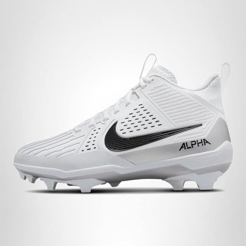 Nike Alpha Menace Strong Men's Football Cleats (II5139-100, White/Metallic Silver/Black) Size 9