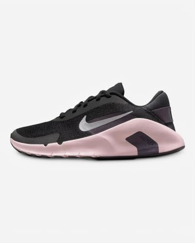 Nike Women's Flex Train Training/Workout Shoes, Black/Metallic Platinum-Silt Red-Cave Purple, 12