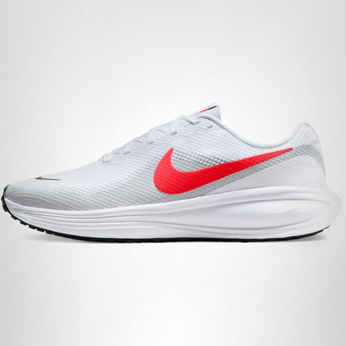 Nike Men's Revolution 8 Road Running Shoes, White/Bright Crimson-Pure Platinum-Black, 11