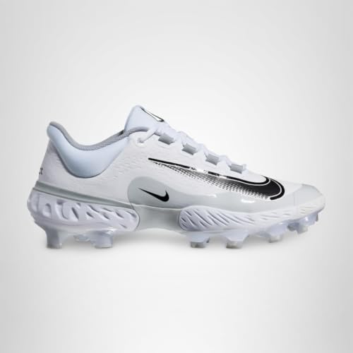 Nike Alpha Huarache Elite 4 Low MCS FD6255-100 White-Grey-Black Men's Baseball Cleats 10.5 US