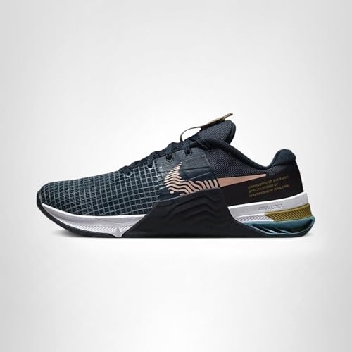 NIKE Metcon 8 Men's Trainers Gym Fitness Workout Shoes, Armory Navy Obsidian Cerulean Arctic Orange, 9