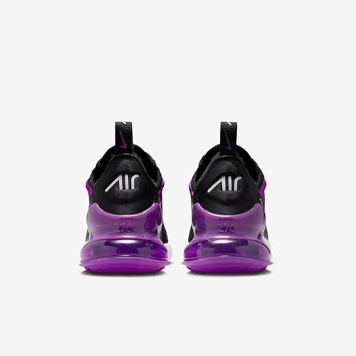 Nike Air Max 270 Big Kids' Shoes (Black/Vivid Purple/White) Size 5