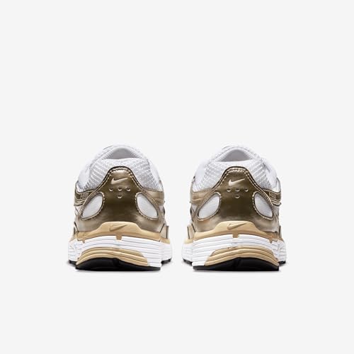 W NIKE P-6000 "WHITE/BLACK-GRAIN-MTLC GOLD GRAIN"