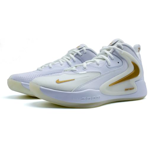 Nike HyperSet 2 Indoor Court Shoes (White/Metallic Gold/White) Size 8.5