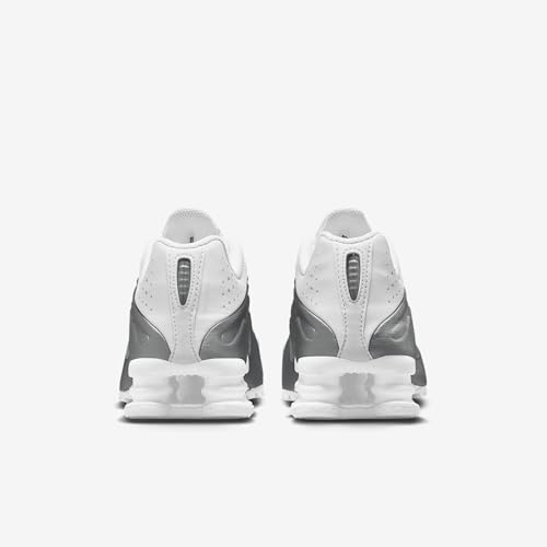 Nike Shox R4 Big Kids' Shoes (CW2626-101, White/White/Bright Crimson/Metallic Silver) Size 5.5
