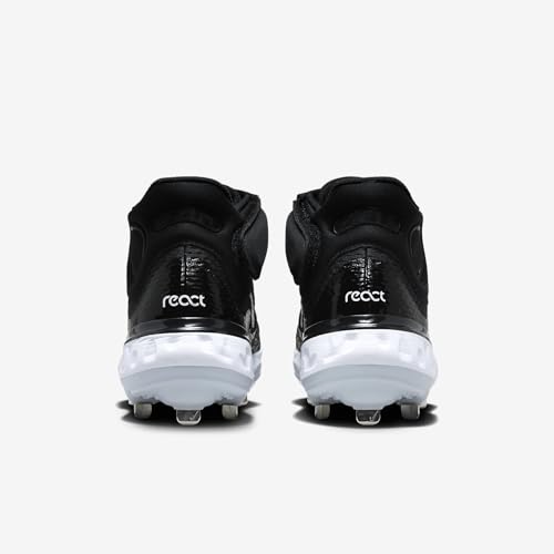 Nike Men's Alpha Huarache Elite4 Mid Baseball Shoes Spikes Cleats Black/Dark Smoke/Grey #DJ6520-011 - Size Men's 16