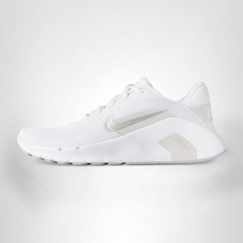 Nike Women's Flex Train Training/Workout Shoes, White/Metallic Silver-Photon Dust, 7