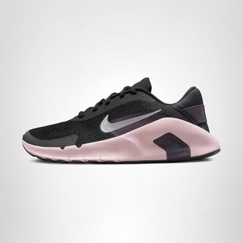 Nike Women's Flex Train Training/Workout Shoes, Black/Metallic Platinum-Silt Red-Cave Purple, 7.5