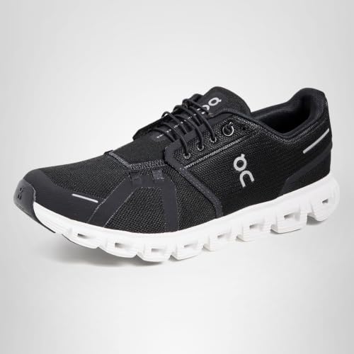 On Men's Cloud 6 Sneakers, Black | White, 8 Medium US