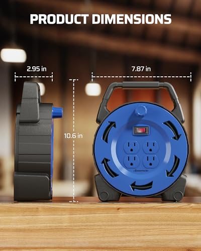 DEWENWILS Hand Wind Retractable Extension Cord Reel with 30FT Power Cord