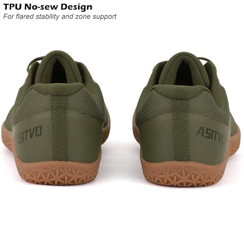 ASITVO Men's Minimalist Wide Toe Box Barefoot Zero Drop Shoes Sneakers Size 10 Width Trail Running Hiking Walking Army Green Oxford 43.5