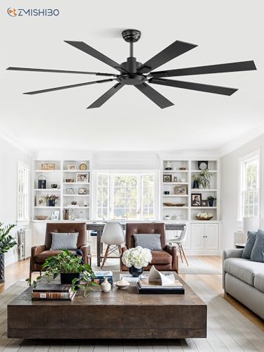 ZMISHIBO 72 Inch Ceiling Fan No Light with Remote Control, 8 Blades