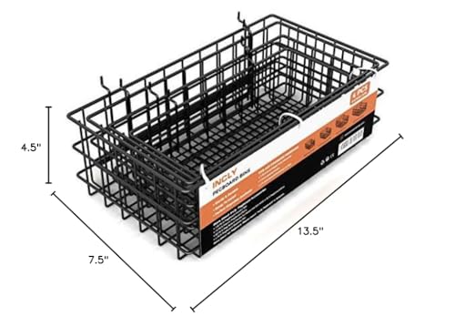 INCLY 4 Pack Pegboard Baskets Bins Set, Black Metal Pegboard Accessories