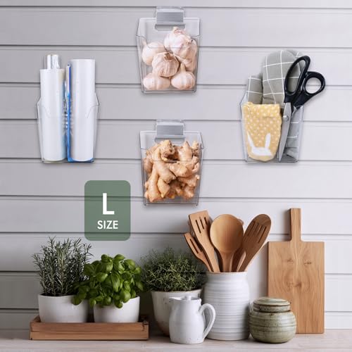 Clear Slatwall Bins, 4 Pack Slat Wall Cups with Hooks for Garage, Small