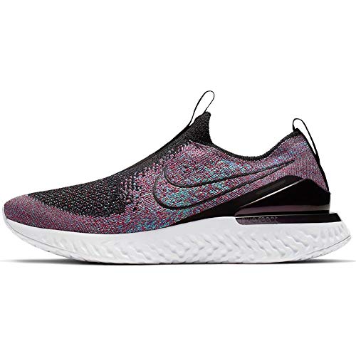 Nike Women's Epic Phantom React Flyknit Shoes, Black/Black-university Red-hyper Jade-sapphire, 6