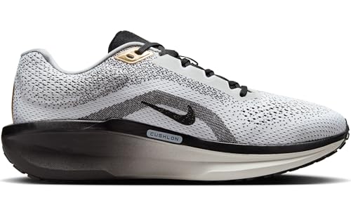Nike Winflo 11 SE Men's Road Running Shoes (HQ7975-100, White/Metallic Gold/Light Smoke Grey/Black) Size 10.5