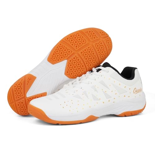 ousadia Men Athletic Tennis Shoes Pickleball Badminton Sneakers Gym Sports Shoes (9, White)