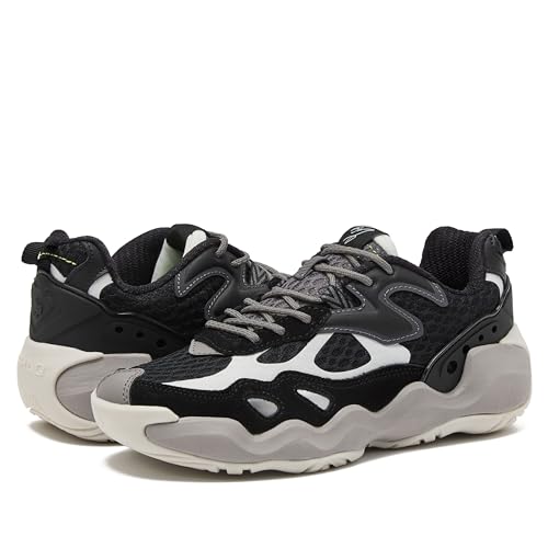 SHAQ Reign Kids Basketball Shoes for Boys and Girls, Kids and Youth High Top Boys Sneakers Size 11 to 7 Little or Big Kid Shoes - Black/Light Grey, 4 Big Kid