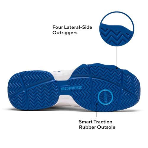 SQAIRZ XRZ Men's Pickleball Shoes, Pickleball Shoes Men, Mens Tennis Shoes, WHT/BLU, 12