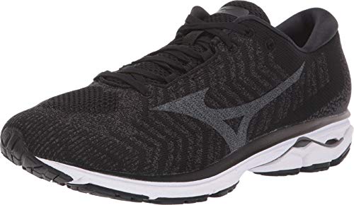 Mizuno mens Wave Rider 23 Waveknit Running Shoe, Black-dark Shadow, 8 Wide US