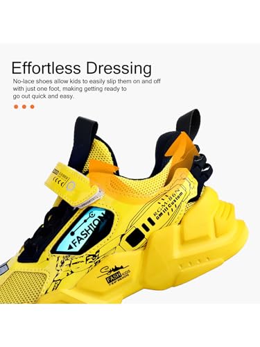 WZRUISEN Boys and Girls Leisure Sports Basketball Hiking Shoes Yellow 12 Little Kid