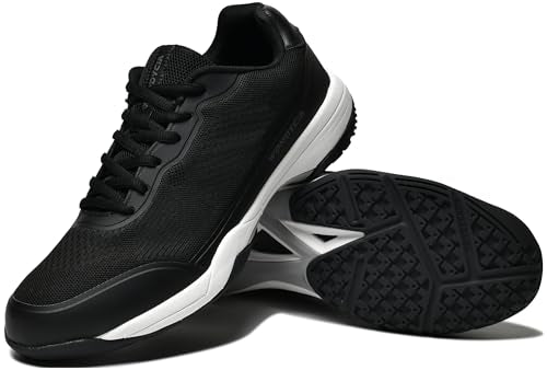 WONDYCIA Men's Hard Court Tennis Shoes, Carbon Fiber Midfoot Plate for Stability, Anti-Slip TPU Outsole, Breathable Mesh Upper, Black, 10