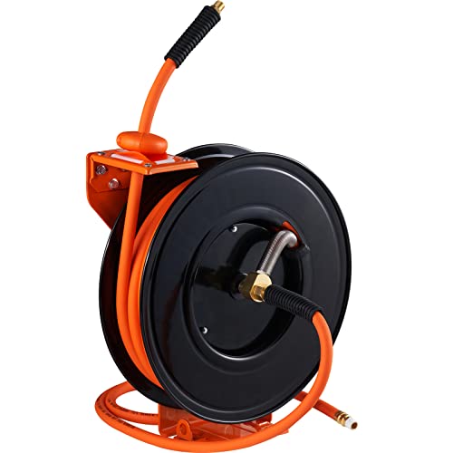 VEVOR Retractable Air Hose Reel 3/8 IN x 50 FT Hybrid Air Hose Max 300PSI