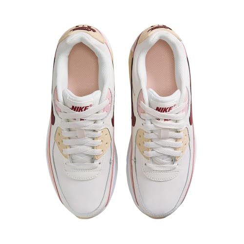 Nike Air Max 90 Big Kids' Shoes (HF6358-006, Phantom/Echo Pink/Sail/Dark Team Red) Size 5.5