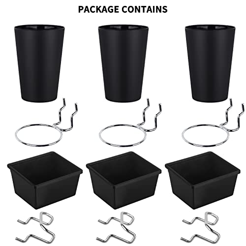 Kuhome 6 Sets Pegboard Bins with Hooks - Pegboard Organizer for Accessories, Tools, Storage - Office, Workshop, Garage - Black
