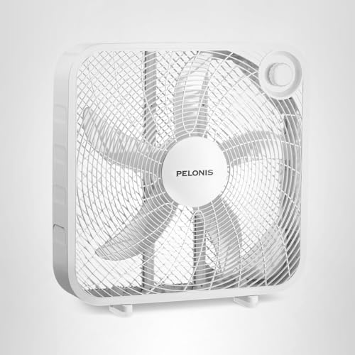 PELONIS 3-Speed, 20-Inch Box Fan for Bedroom, 5 Blades, 2295 CFM, White