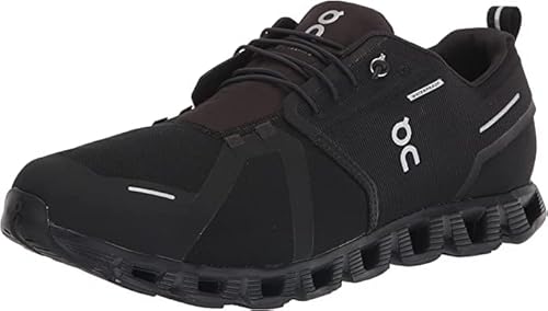 On Men's Cloud 5 Waterproof Sneakers, Black/Black, 10