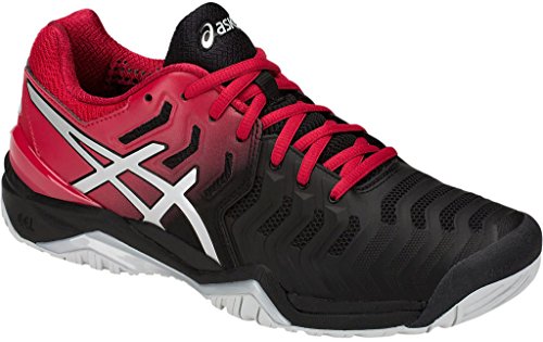 ASICS Mens Gel-Resolution 7 Tennis Shoe, Black/Silver, Size 9