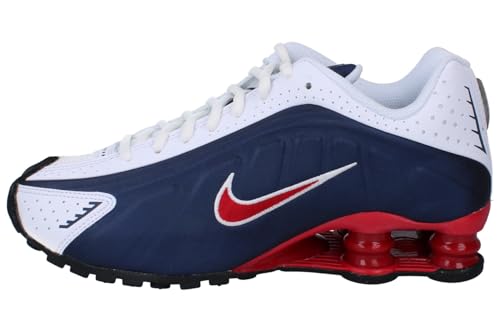 Nike Shox R4 GS Running Trainers CW2626 Sneakers Shoes (UK 4.5 us 5Y EU 37.5, Midnight Navy Gym red White 400)