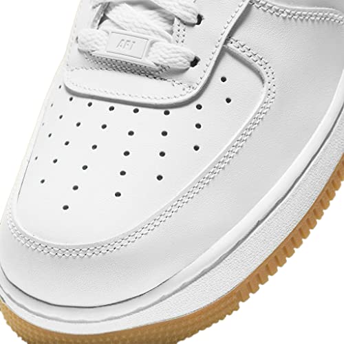 Nike Air Force 1'07 Men's Basketball Shoe, White White Light Brown White White Rubber Light Brown, 44.5 EU