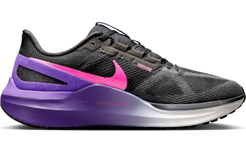 Nike Men's Structure 25 Road Running Shoes, Black Laser Fuchsia Anthracite, 9 US