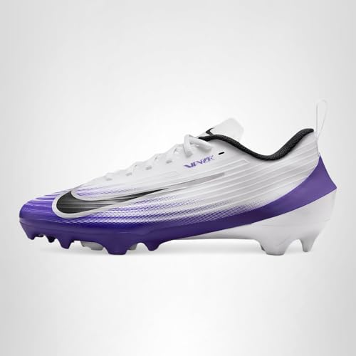 Nike Vapor Speed 3 Football Cleats (HM8849-101, White/Court Purple/Metallic Silver/Black) Size 8.5
